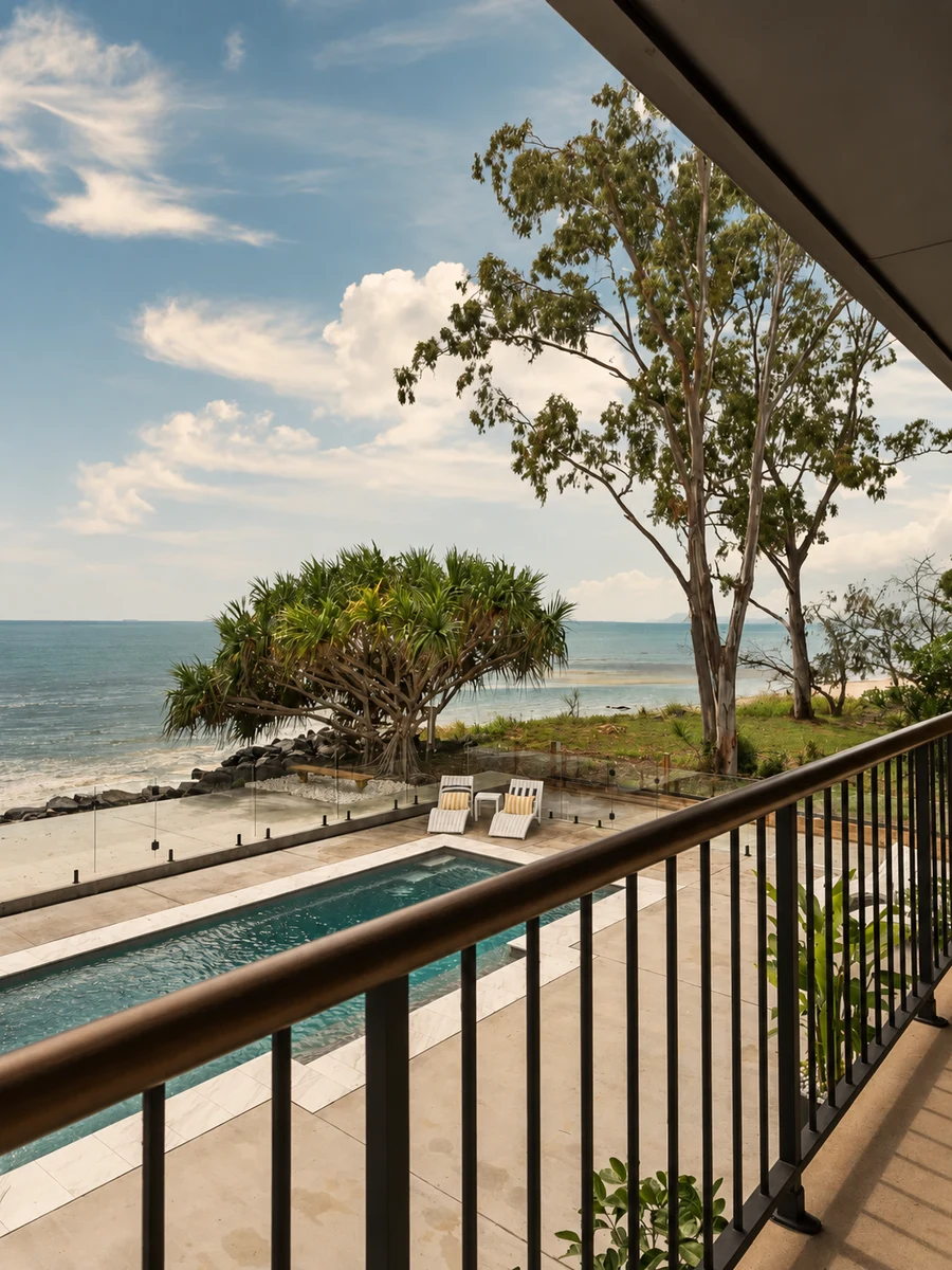 Private balcony overlooking the Burrum Heads shoreline